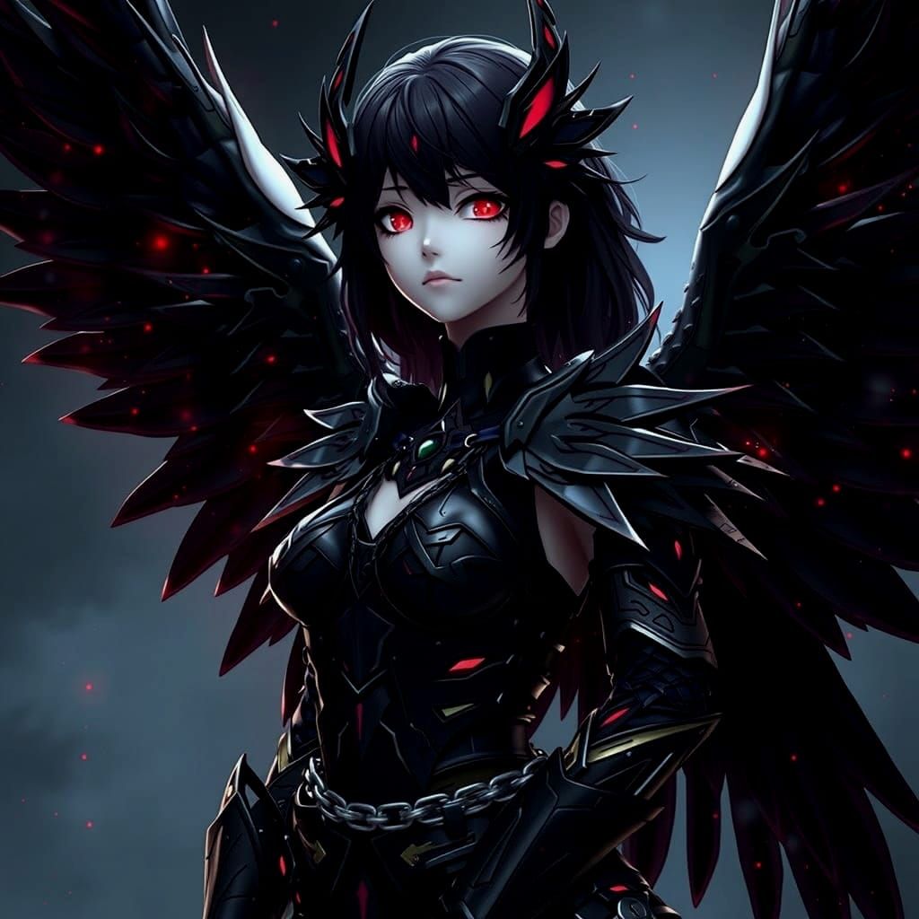 Fallen Assimar in Dark Armor as 3D Anime Art