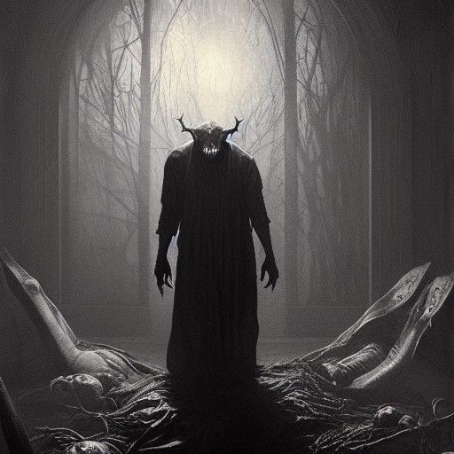 Hyperrealistic Sleep Paralysis Demon in Dark Art Style