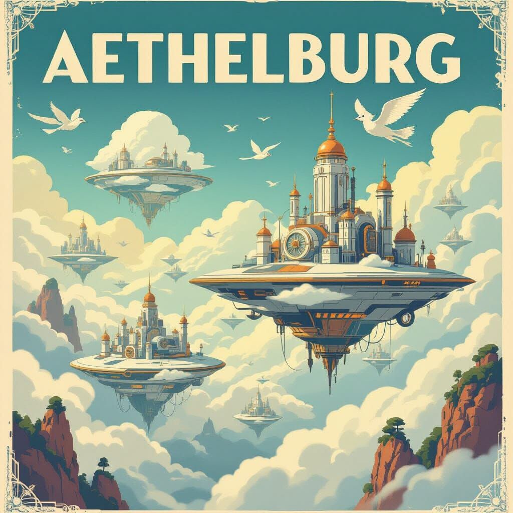 Retro Travel Poster for Aethelburg Cloud City