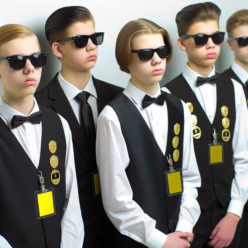 Teenage Security Team in Tuxedos