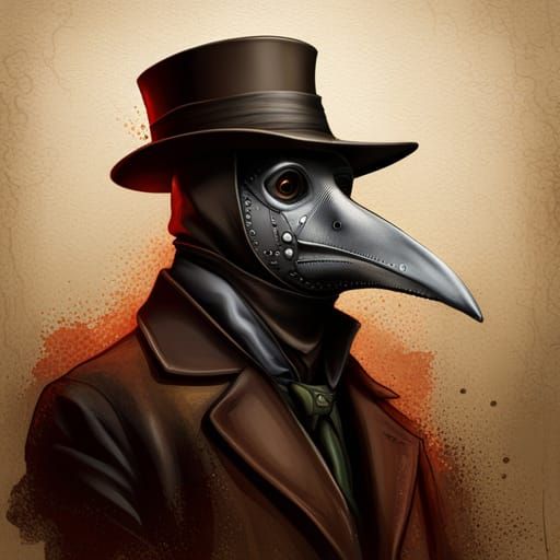 Intricately Detailed Plague Doctor in Splash Art Style