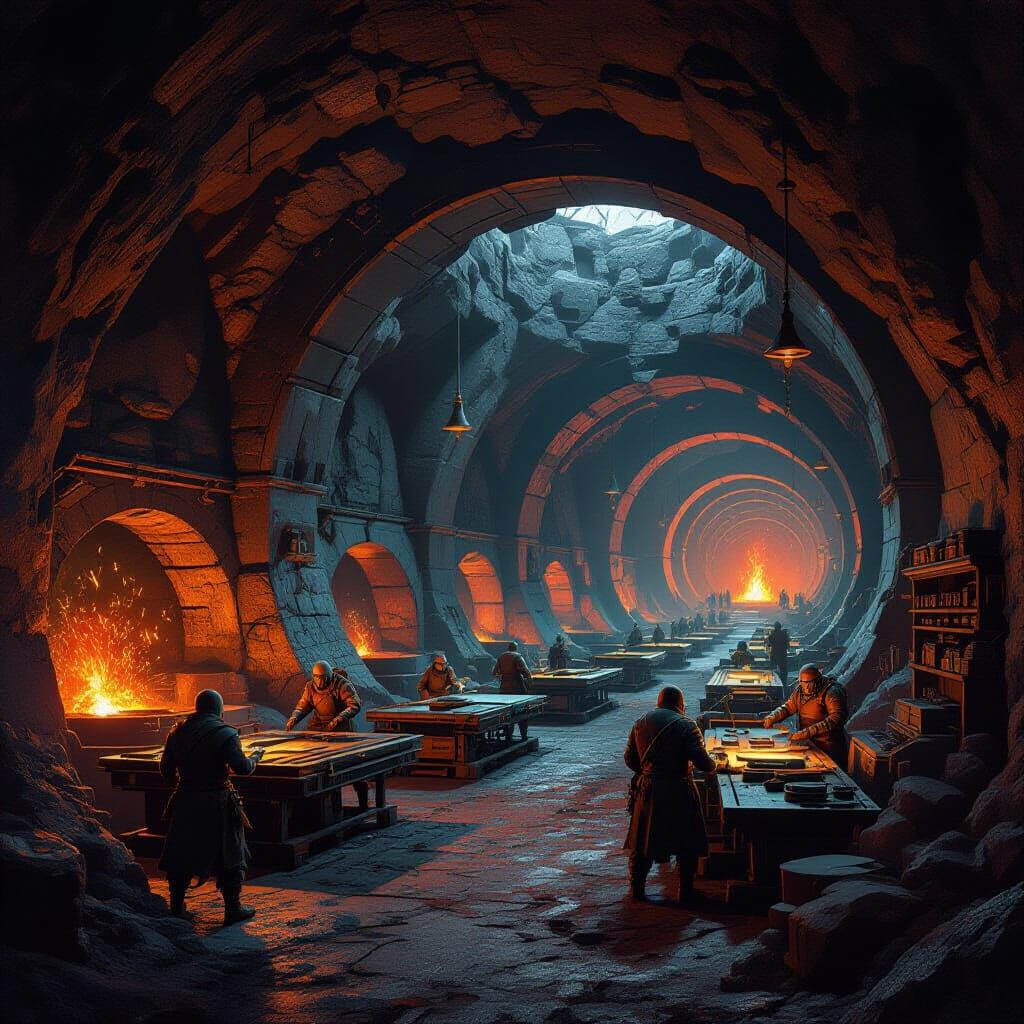 Subterranean Orc Forge Warrens with Arcane Technology