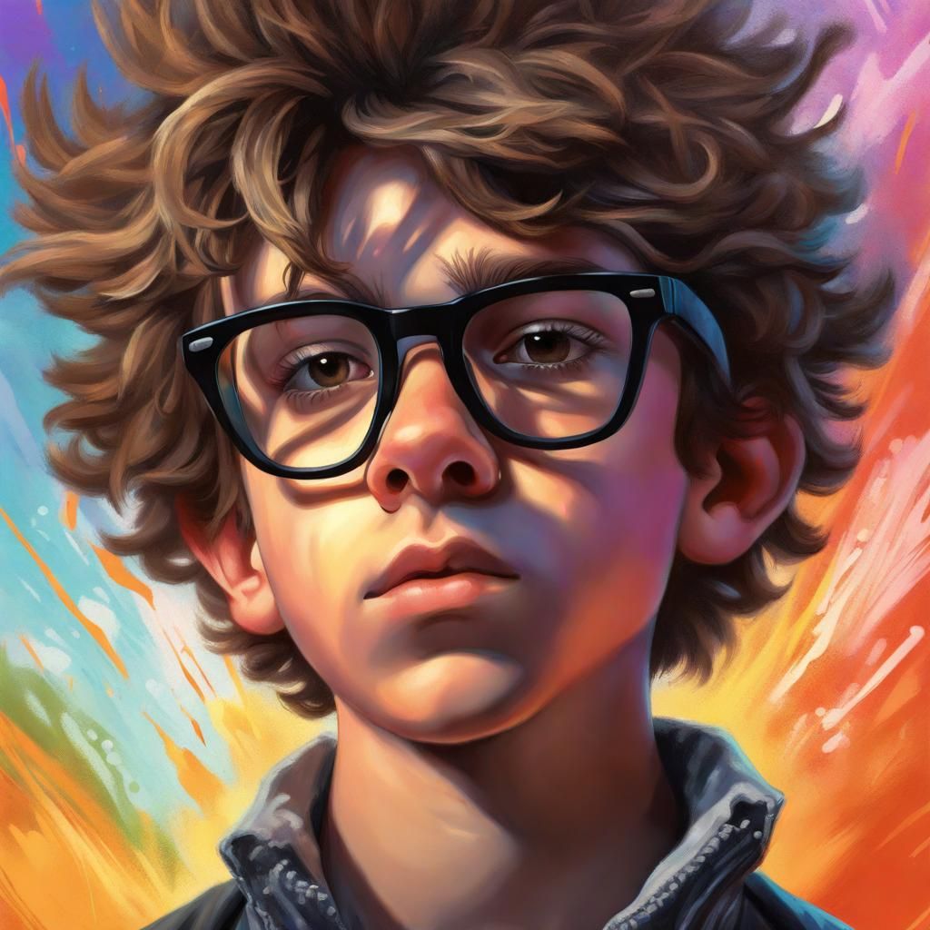 Hyperrealistic Portrait of a Boy with Glasses