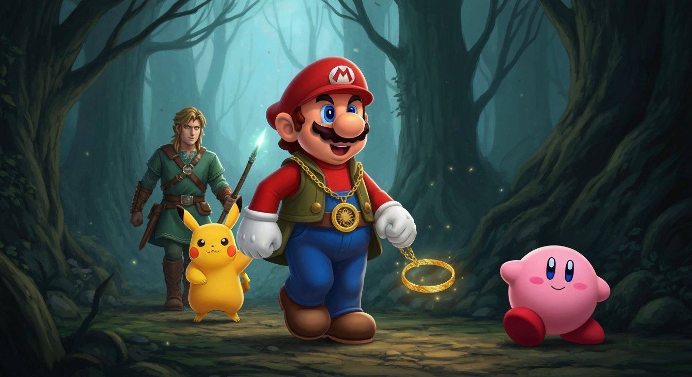 Mario as Hobbit in Dark Forest Digital Art
