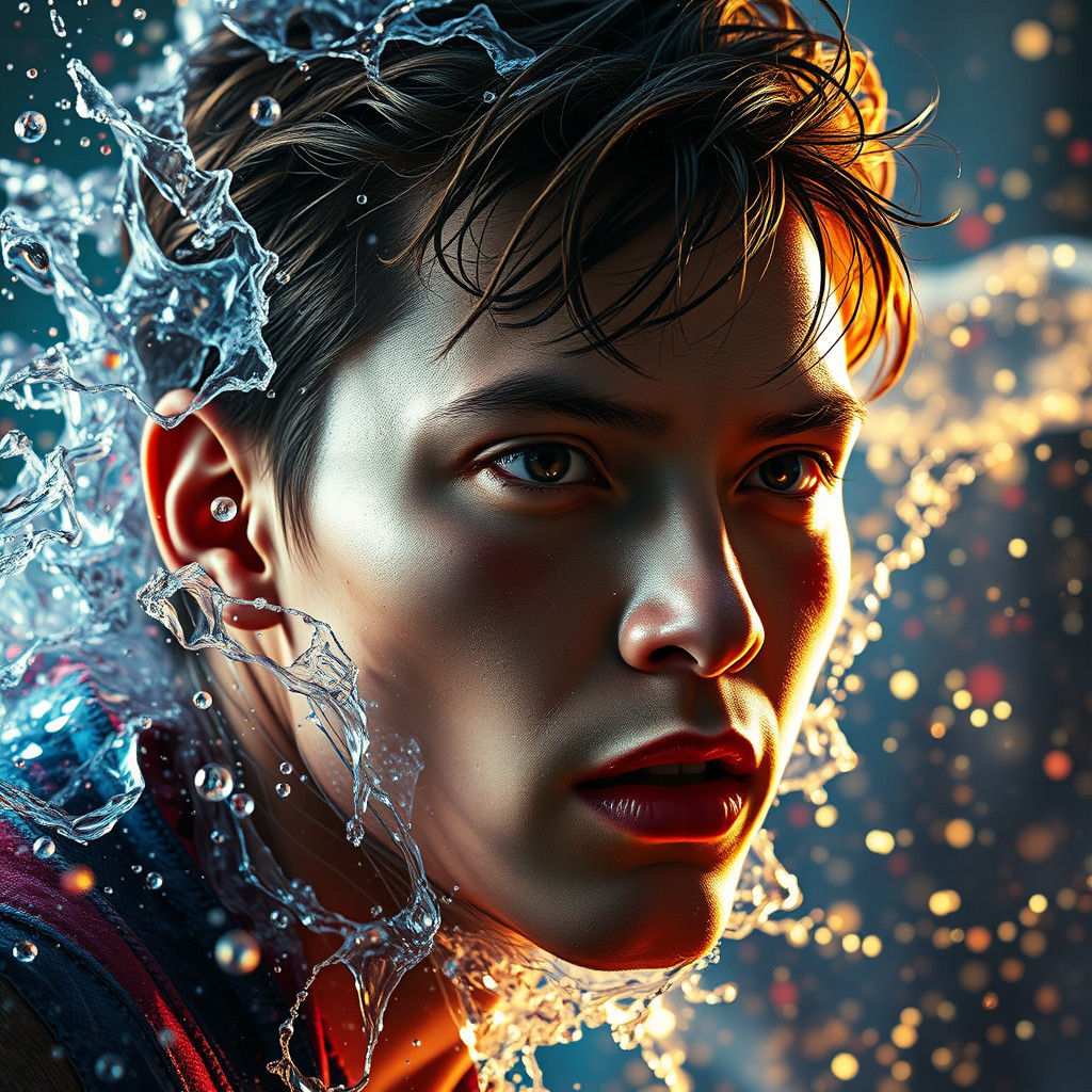 Hyperrealistic Splash Art Portrait in Vivid Color