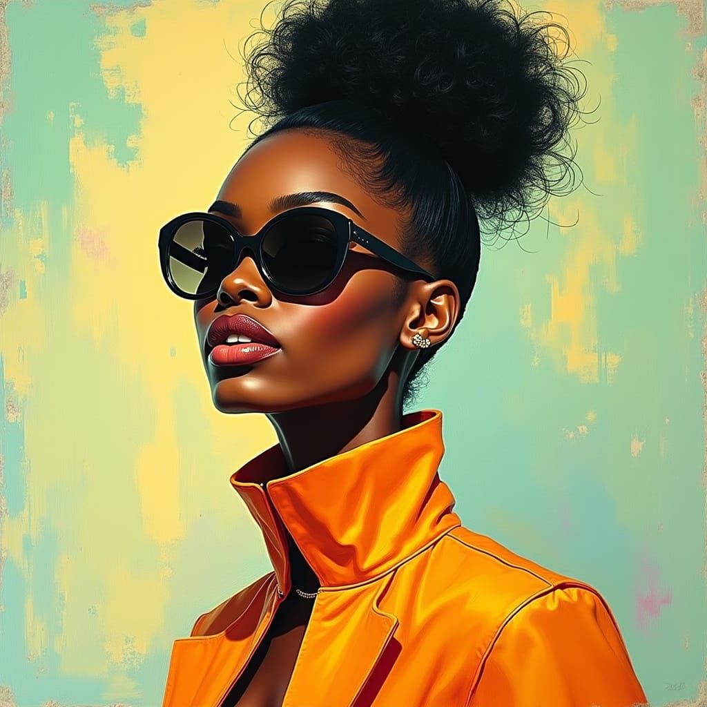 Abstract Palette Knife Portrait of a Stylish Woman