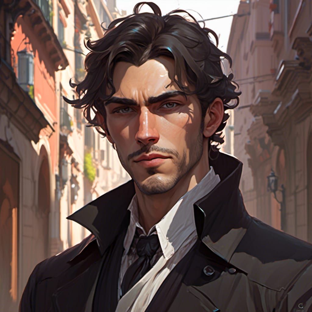 Smug Young Man Portrait in Anime Style