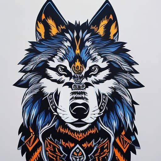 Anthro Wolf Viking Warrior Line Art