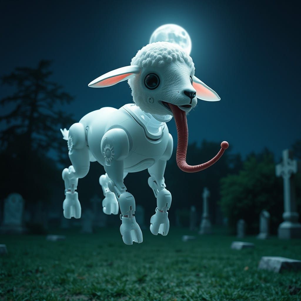 Otherworldly Lamb with Cyberpunk Lamborghini Fusion