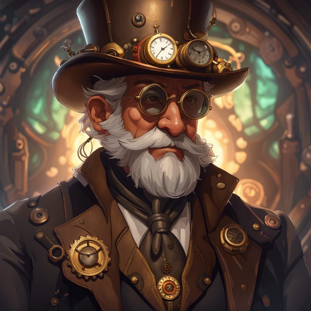 Steampunk Gentleman Portrait in Hyperdetailed Style