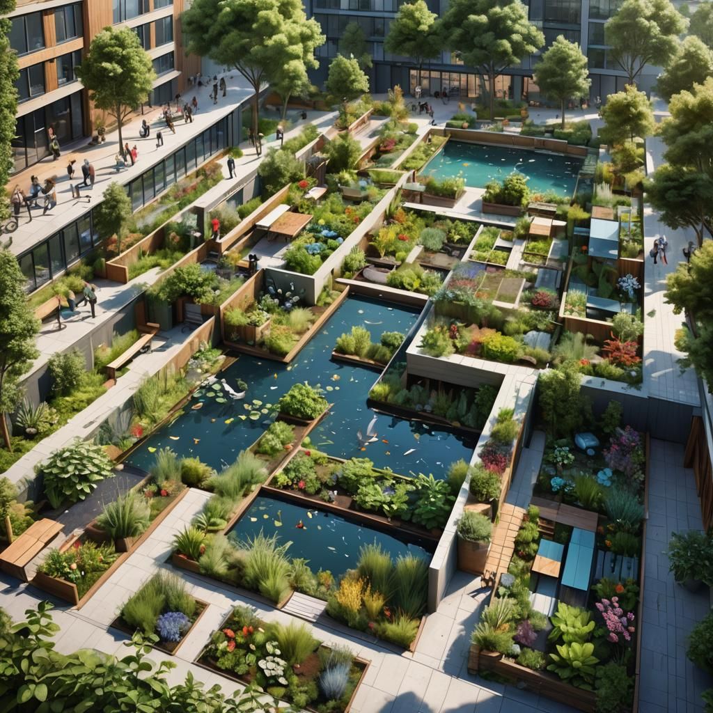 Lush Urban Garden Concept Art