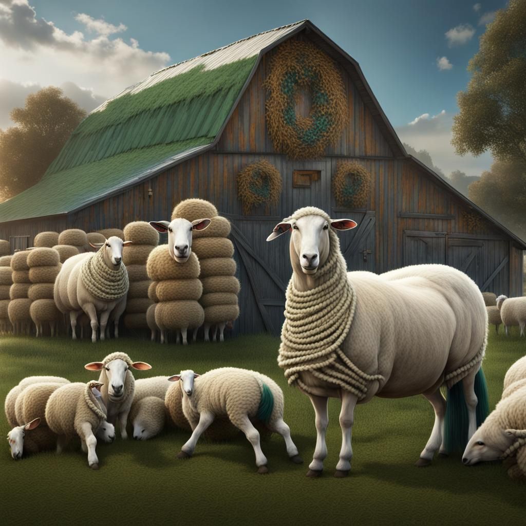 Houndstooth Sheep and Argyle Horses by Silver Barn