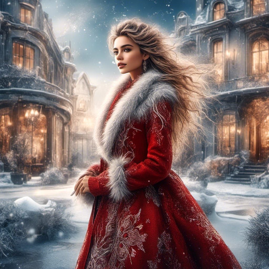 Winter Wonderland: Woman with Stag in 3D Render