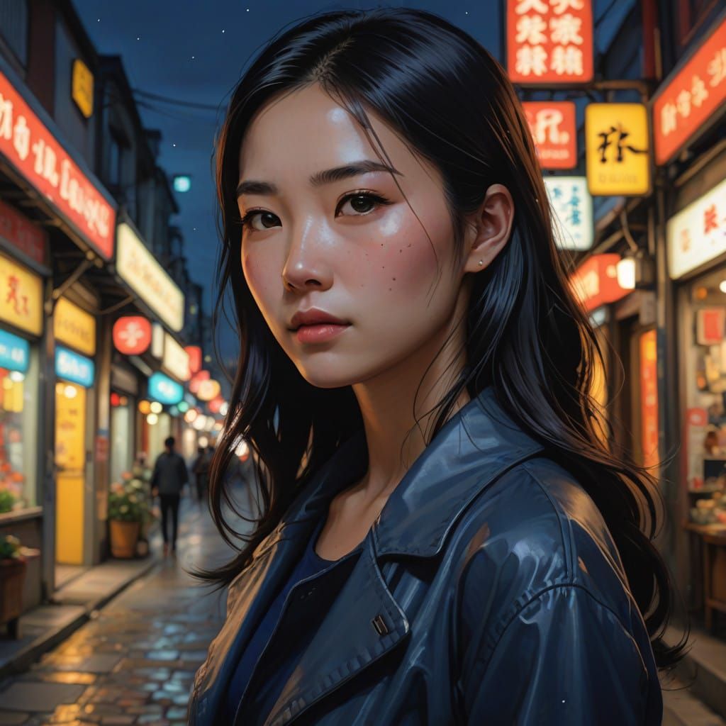 Elegant Young Woman with Intricate Details