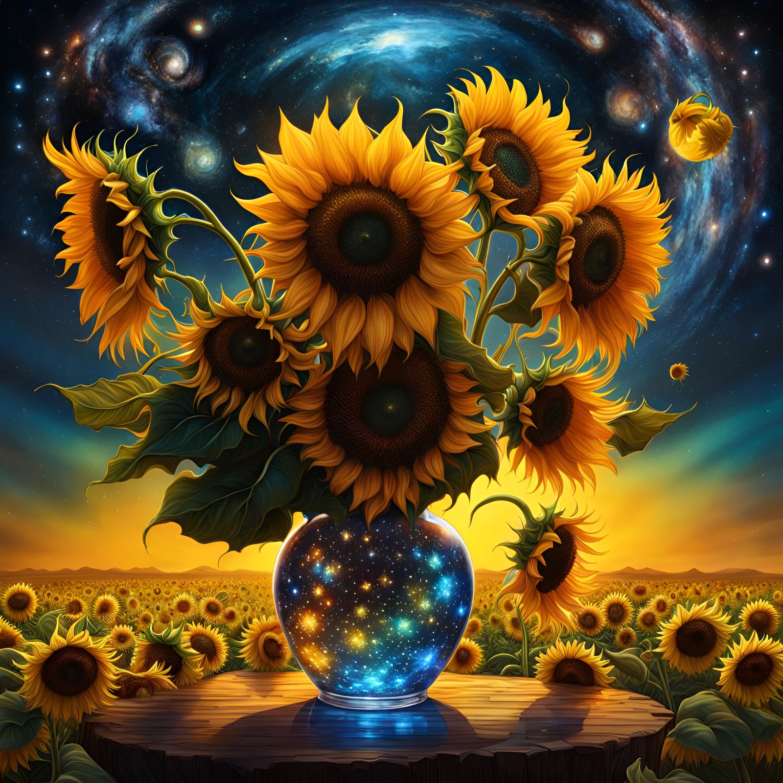 sunflowers starry night