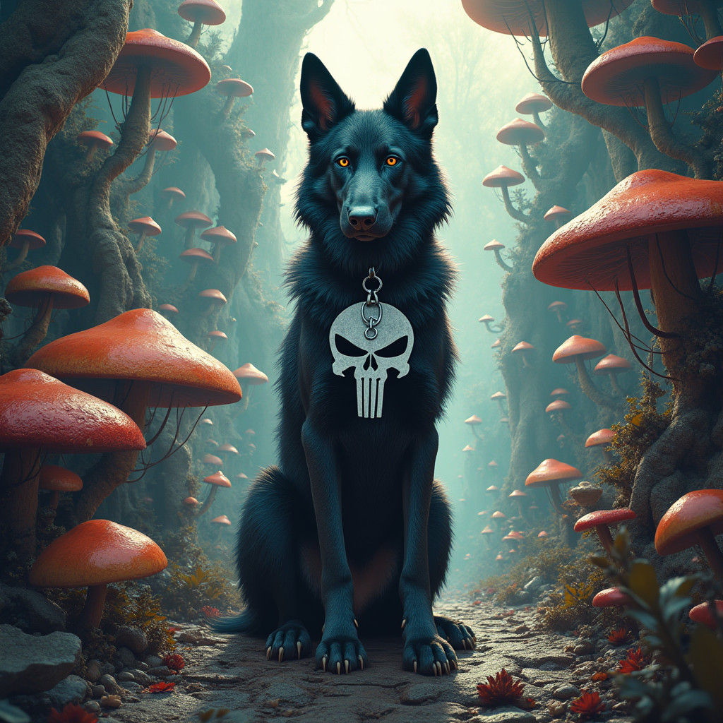 Wolfhound in Dystopian Wonderland: Hyperrealistic 8K Resolut...