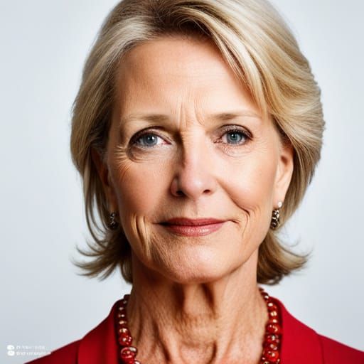 Blonde Woman in Red Dress: Professional Portrait