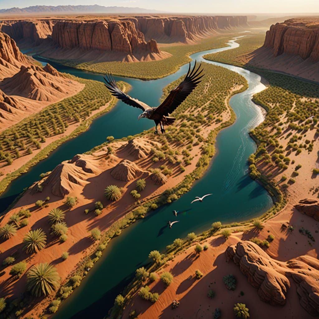 Aerial Desert Landscape with Wildlife in National Geographic...