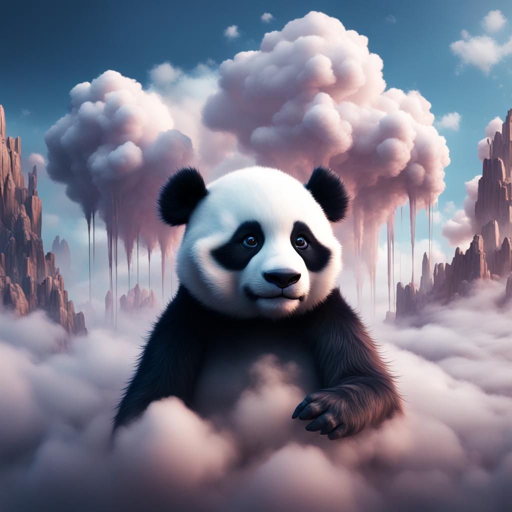 Cloud Panda: Detailed Matte Painting in 8k