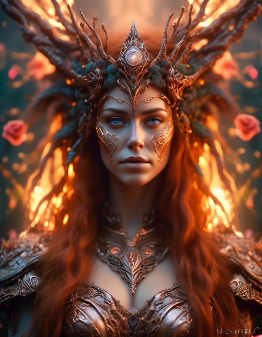 Druid Goddess with Crown of Light: Fantasy Art
