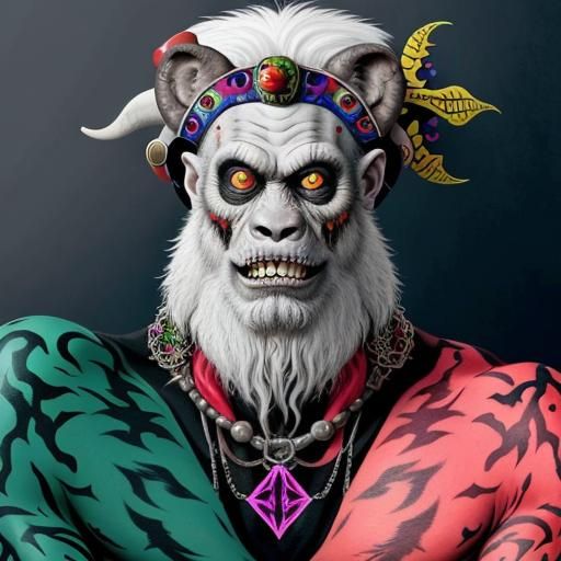 Surreal Tattooed Albino Contortionist Fantasy Painting