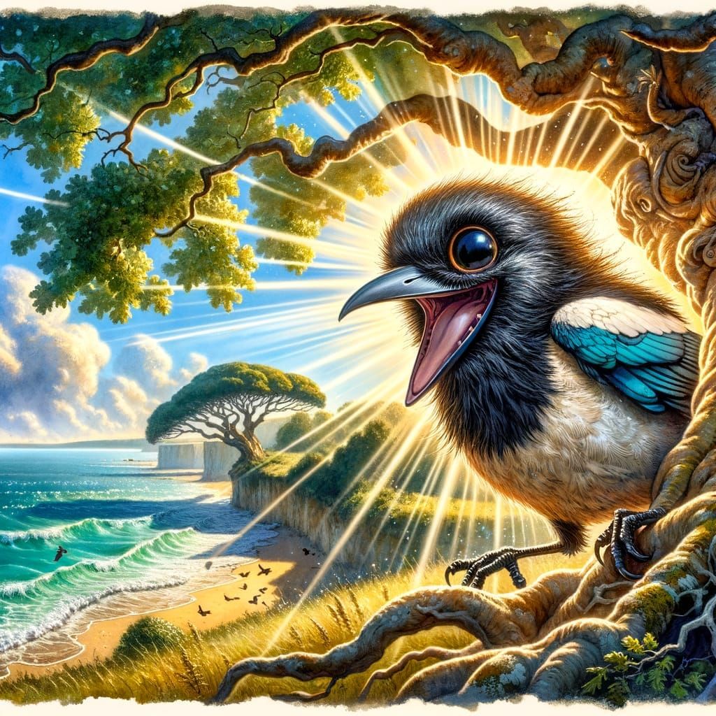 Joyful Magpie Spirit Animal in Vibrant Watercolour