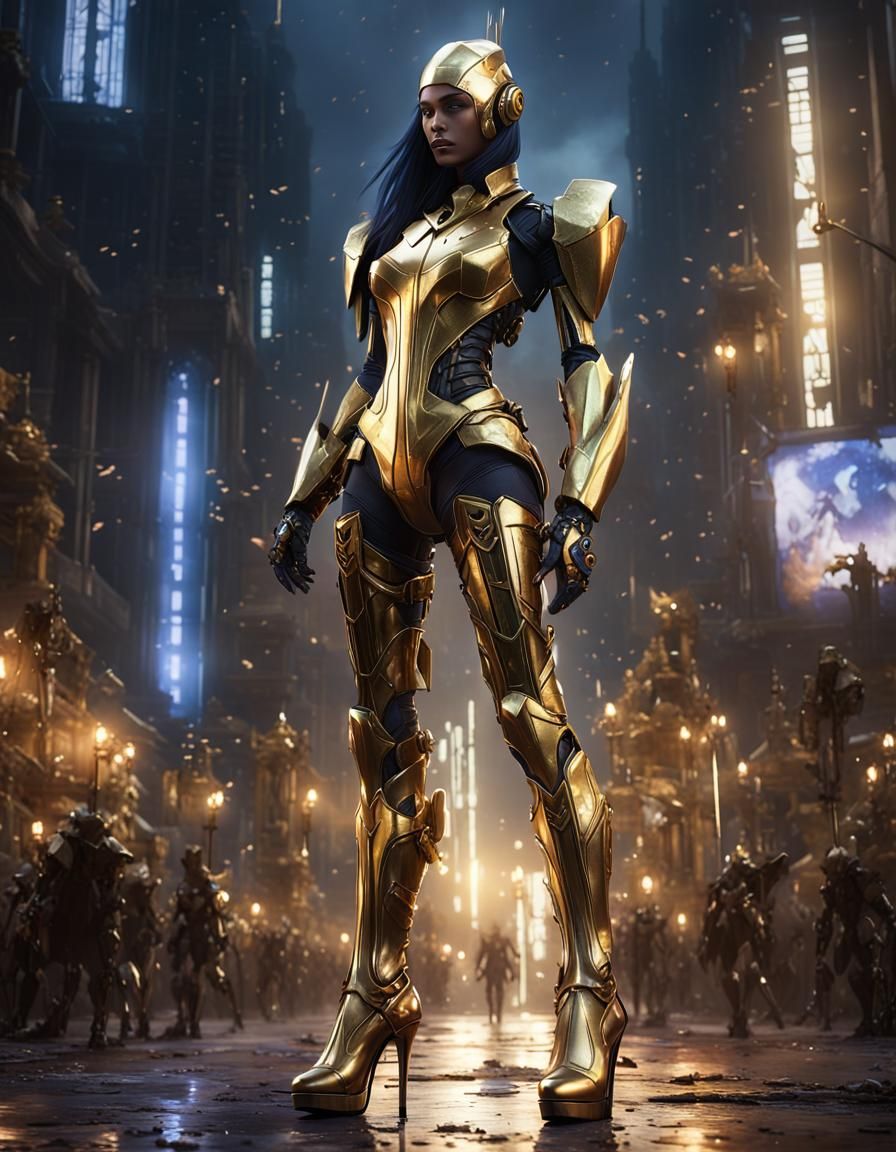 Hyperdetailed Robot Girl in Dark Fantasy Art