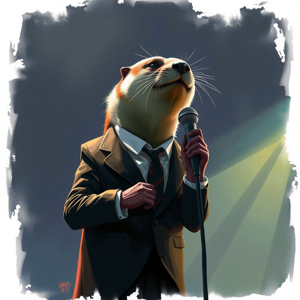 Otter Under Pressure in Neon Cyberpunk Style