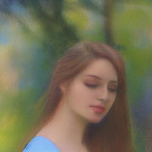 Girl in Garden, Soft Pastel Watercolor Painting