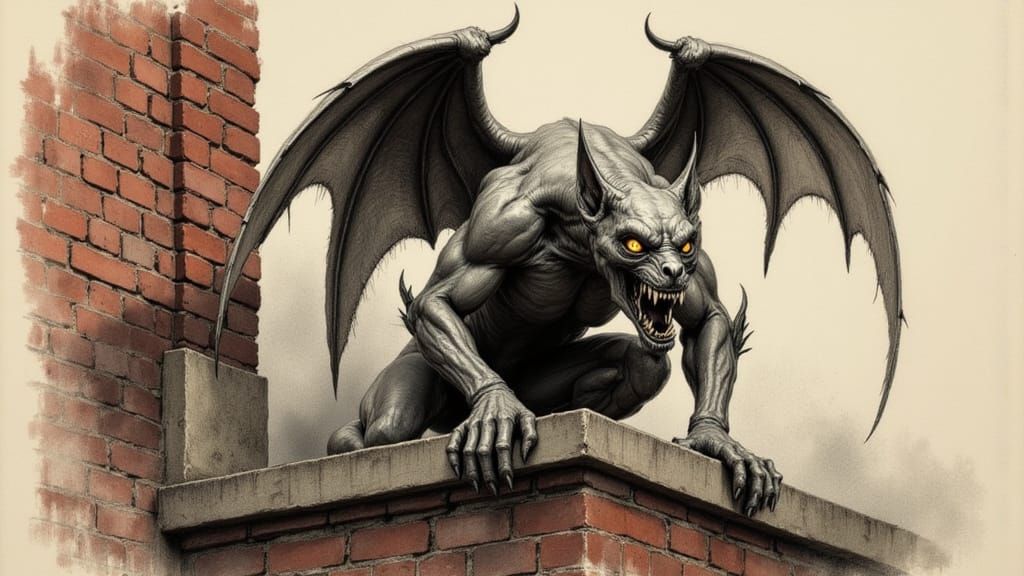 Gothic Gargoyle Statue in a Hyper-Detailed, Biomechanical St...