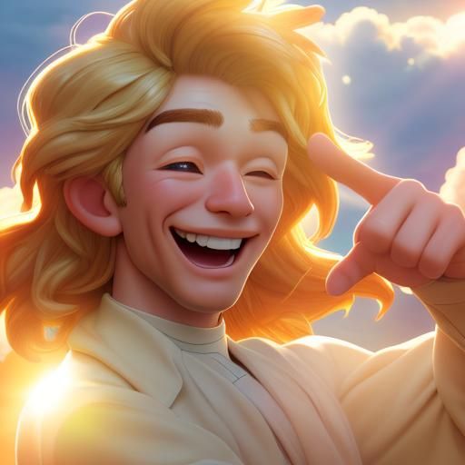 Man Pointing and Laughing in Professional Photo