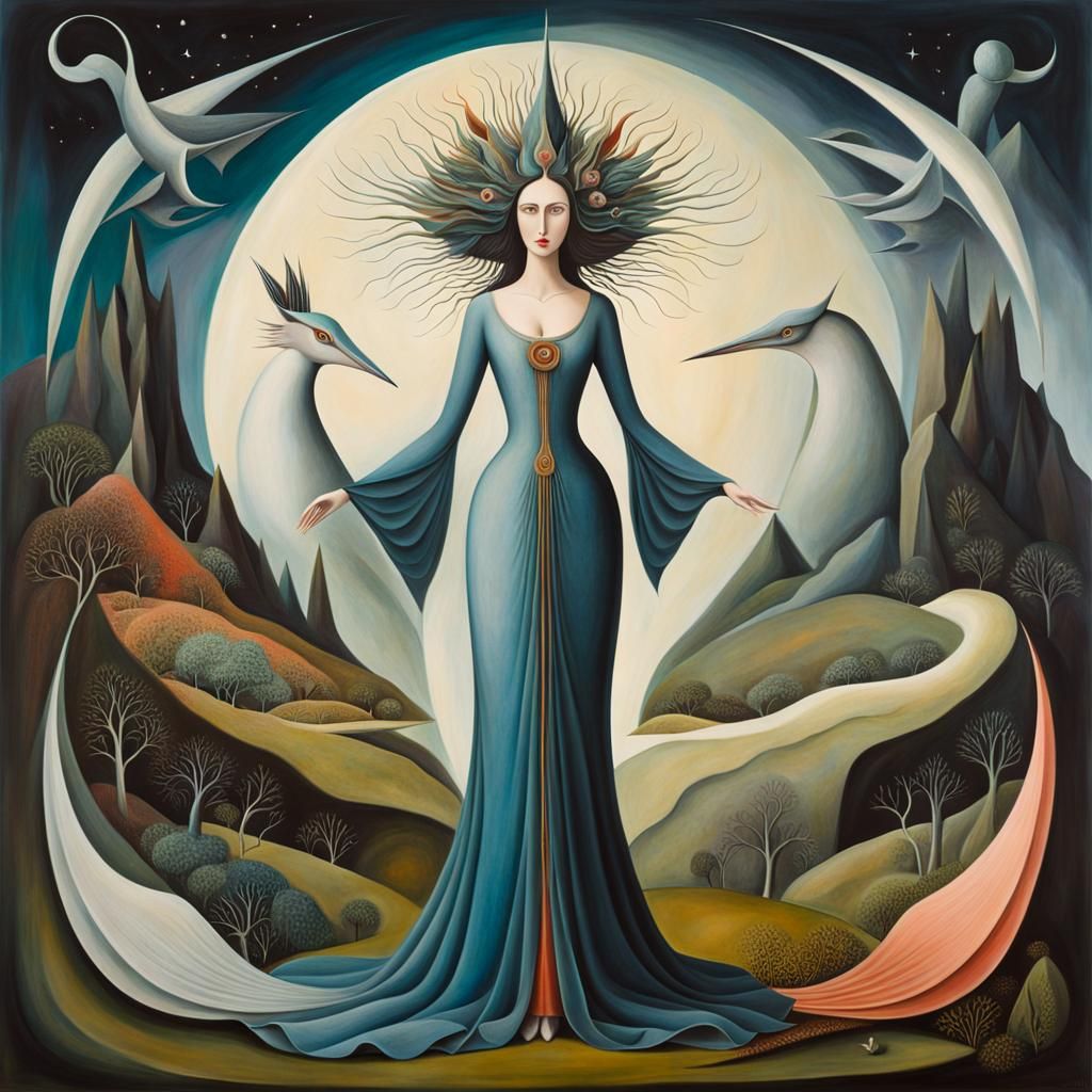 Surreal Woman Embraces Nature in Carrington Style