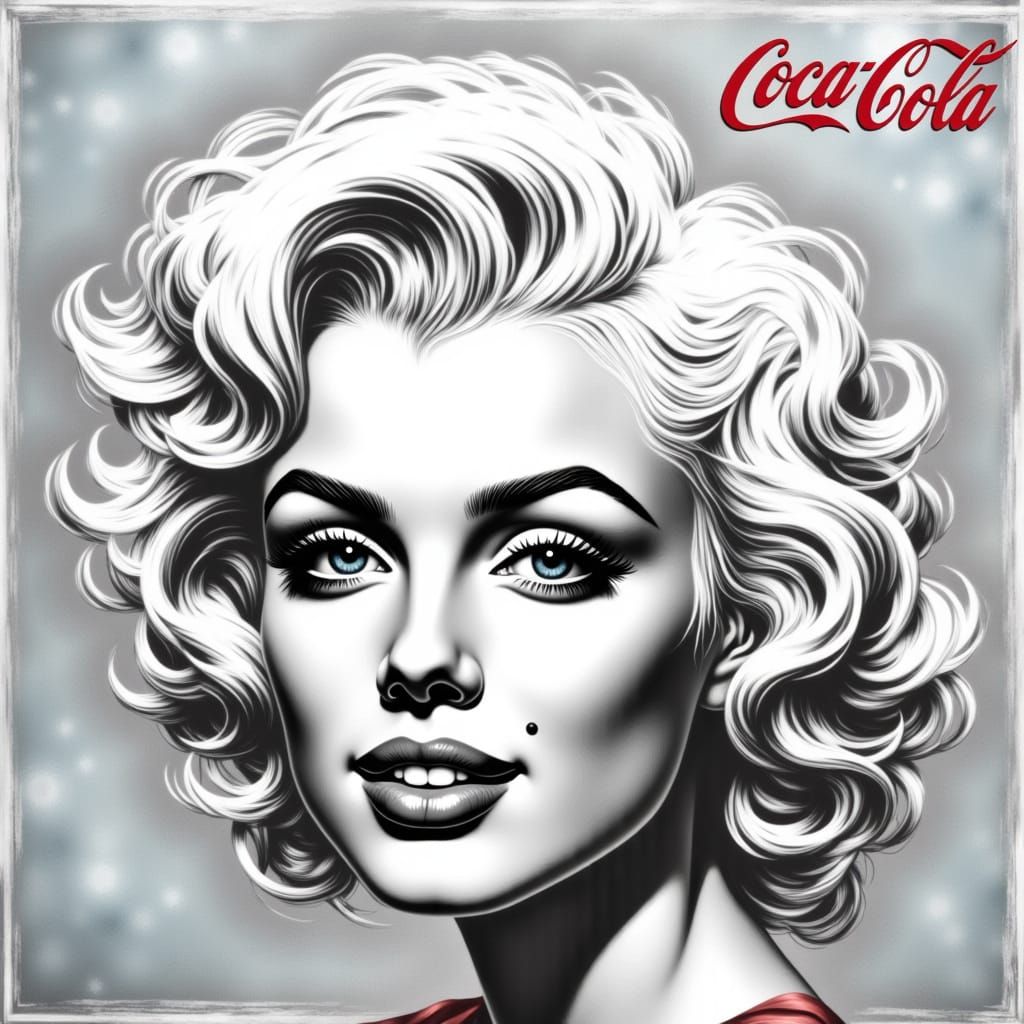 Marilyn Monroe in Pop Art Style with Coca-Cola