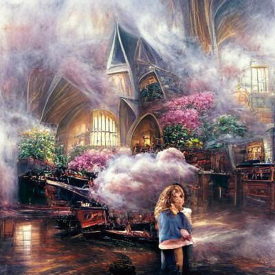 Ethereal Hermione Granger in a Fantasy Landscape