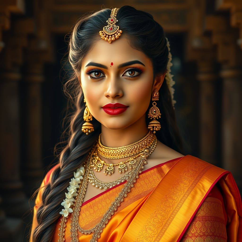 South Indian Bride in Golden Splendor