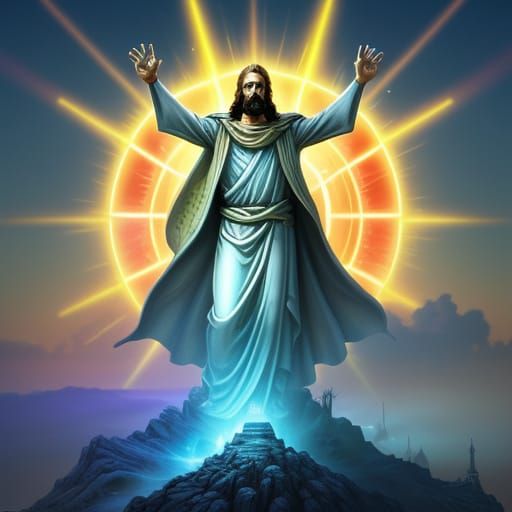 Jesus Triumphs Over Death in Vibrant Digital Painting