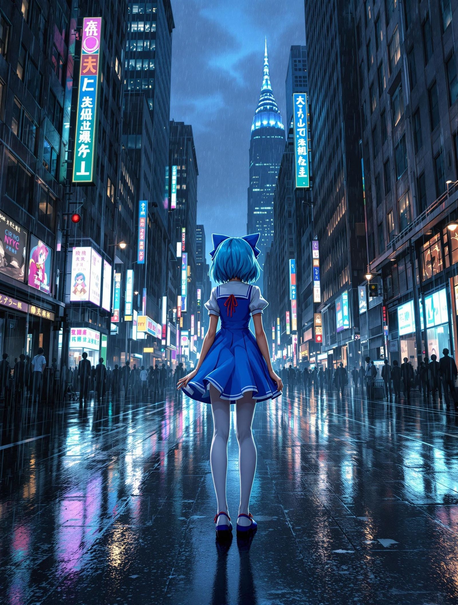 Cirno Unveiled in Rainy NYC Streets in 3D Anime Style