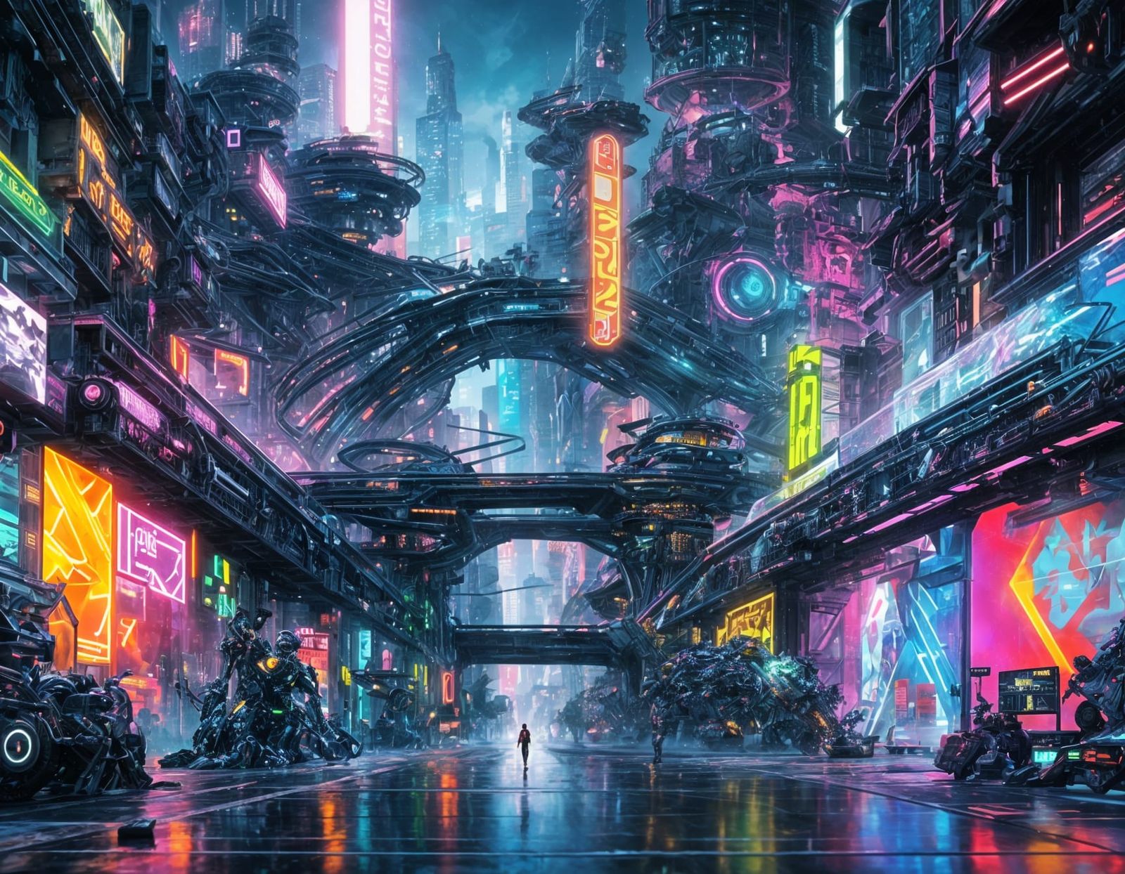 Cyberpunk Girl Xbox Console Hybrid in Neon City