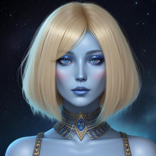 Attractive Blue-Skinned Pleiadian Woman Portrait