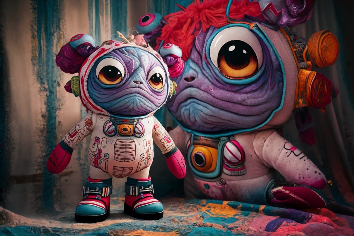 Adorable AI Monster Plushie in Shabby Chic Style
