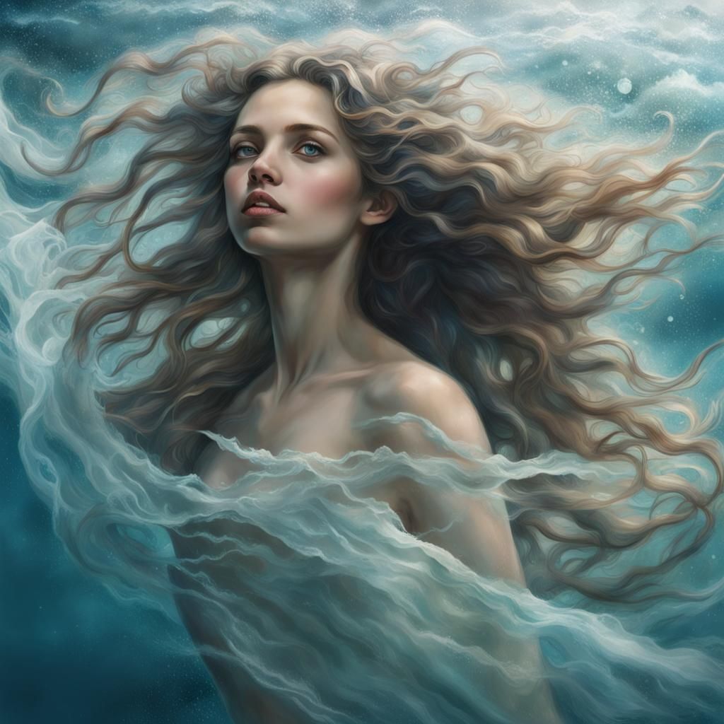 Ethereal Nereid Emerges from Crystal Waters
