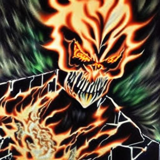 Ghost Rider Portrait in Comic Book Style