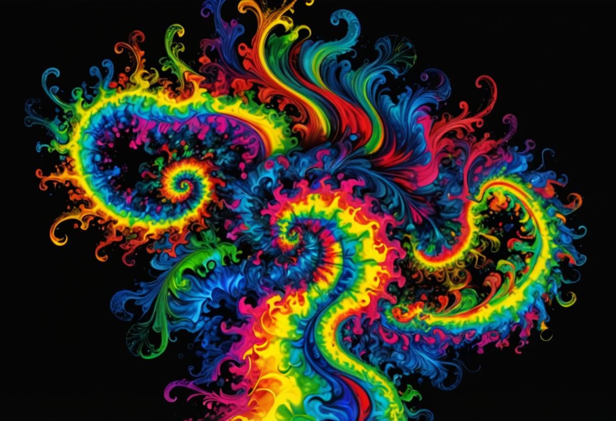 Psychedelic Abstract Art with Rainbow Fractal Patterns