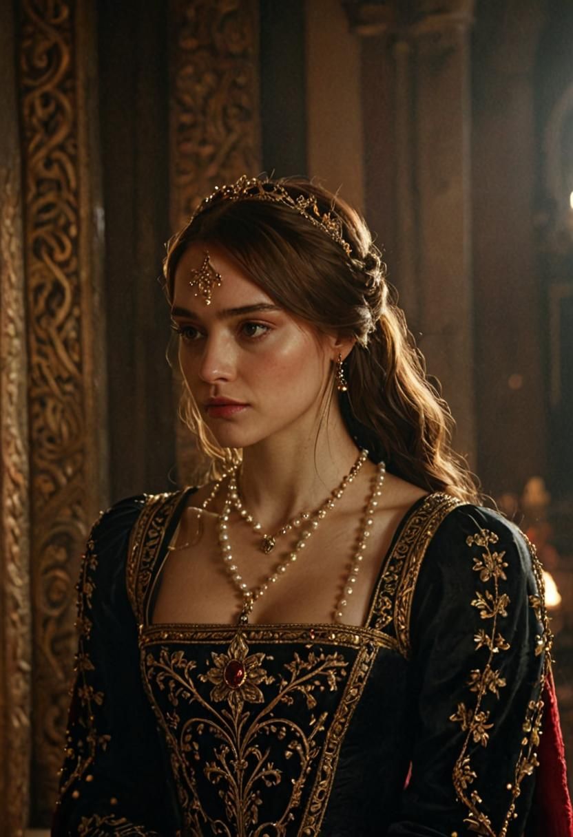 Medieval Princess in Luxurious Hall, Game of Thrones Style