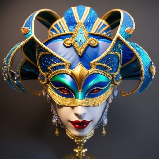 Ornate Jester Mask in Digital Art Style