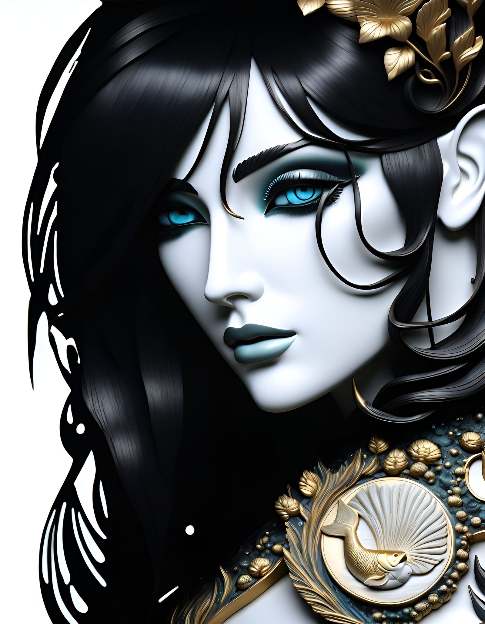 Bas-Relief Wall Art “Gold Naiad"