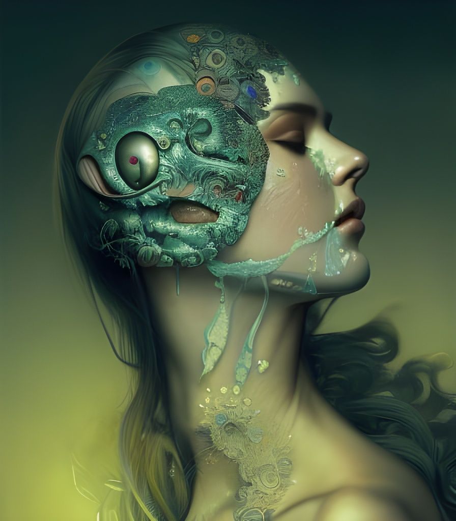 Beautiful Woman Portrait in Detailed Dot Art Style