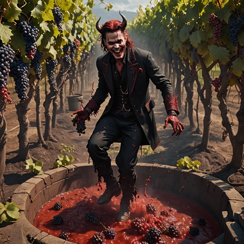 Satanic Johnny Deep in his vineyard