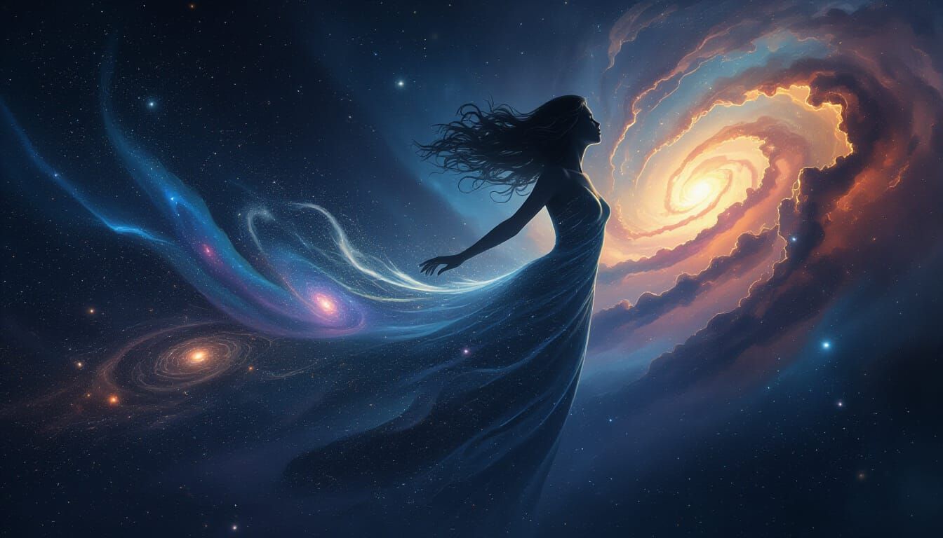 Cosmic Woman Transformation in Digital Art