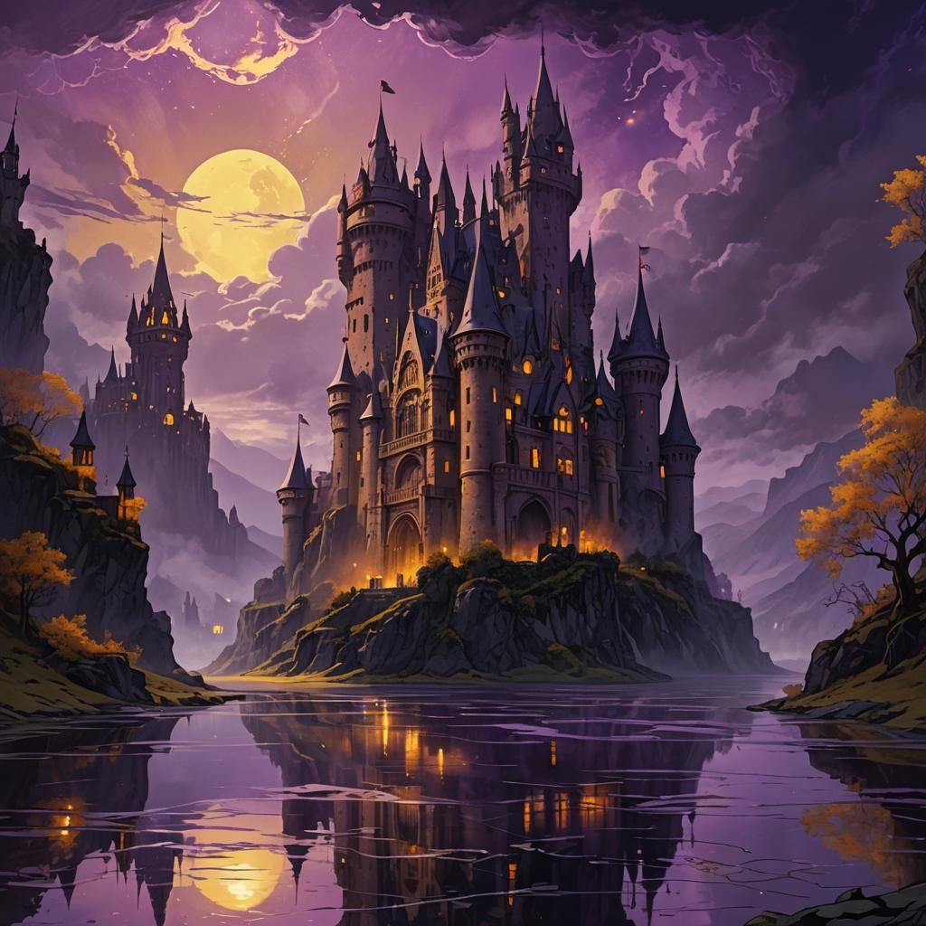 Eerie Gothic Castles at Night: Dark Fantasy Art